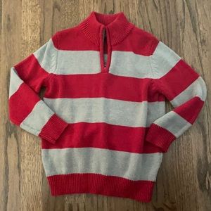 EUC Children’s Place boys 4T red/gray striped long sleeve quarter zip sweater